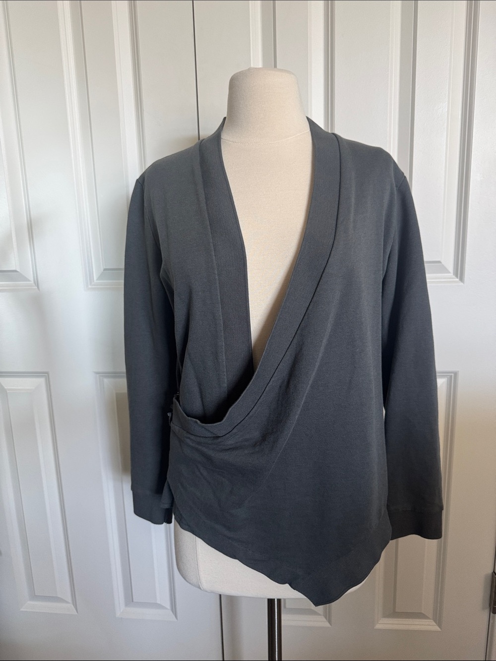 AllSaints Charcoal Draped Wrap Sweatshirt